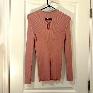 Long Sleeve Vertical Knit Sweater - Mauve